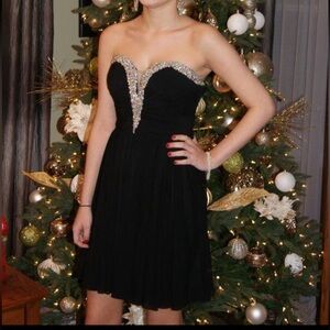 Black strapless Jovani mini dress